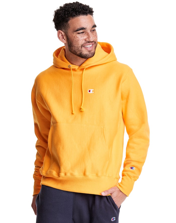 Champion Hoodie Heren - Geel - Reverse Weave C Logo ( 948153-CQV )